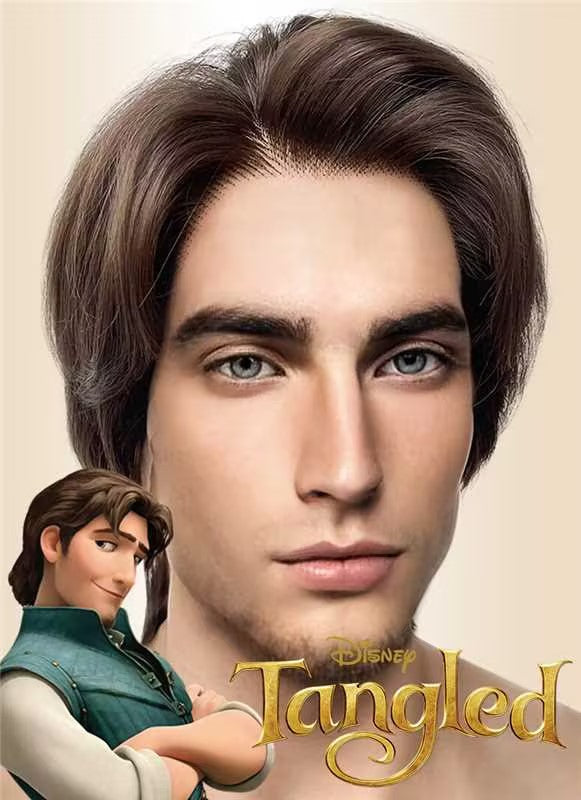 Disney Tangled Flynn Rider Brunette Straight Lace Front Synthetic Men's Wig LF6031