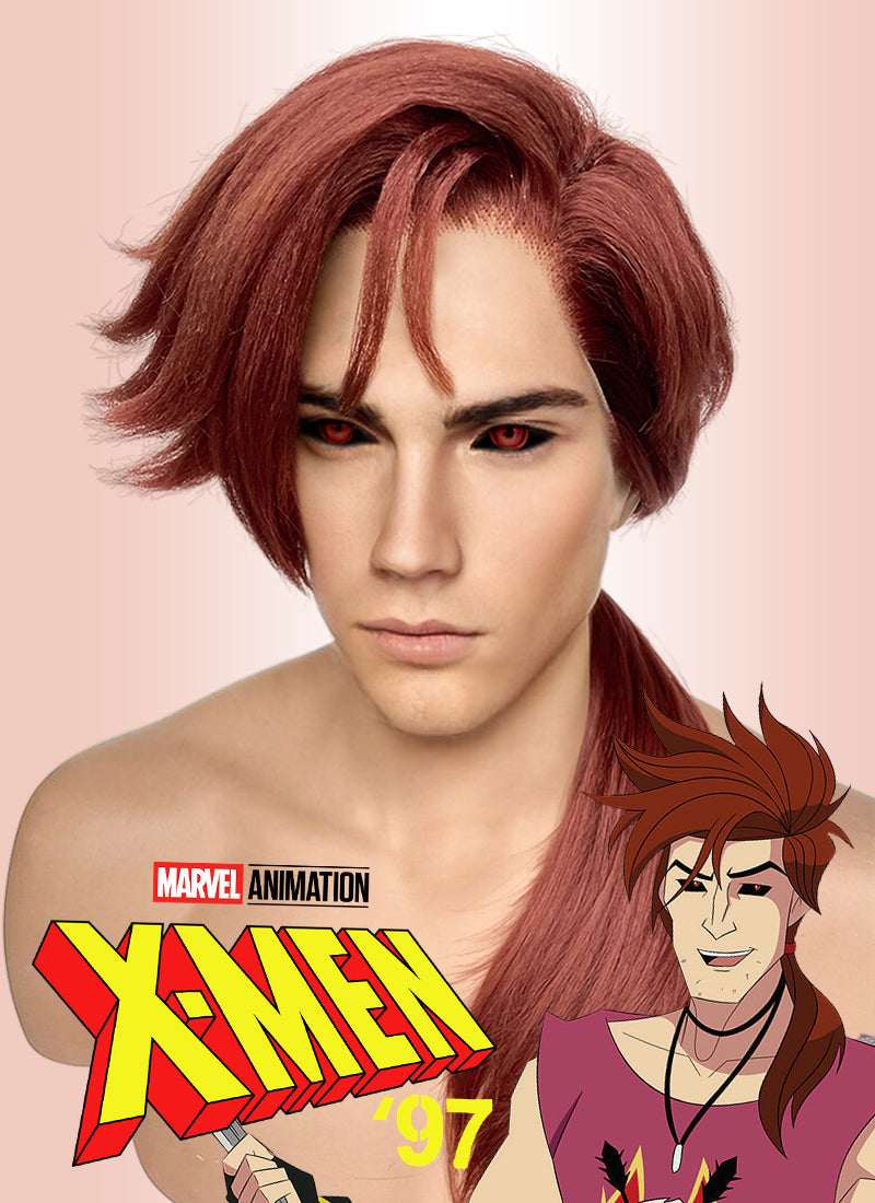 X-MEN 97 Gambit Straight Yaki Auburn Lace Front Synthetic Men's Wig LF6057