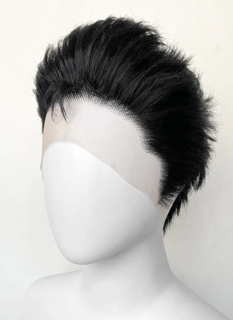Nana Ren Honjo Wavy Black Lace Front Synthetic Men's Wig LF6075