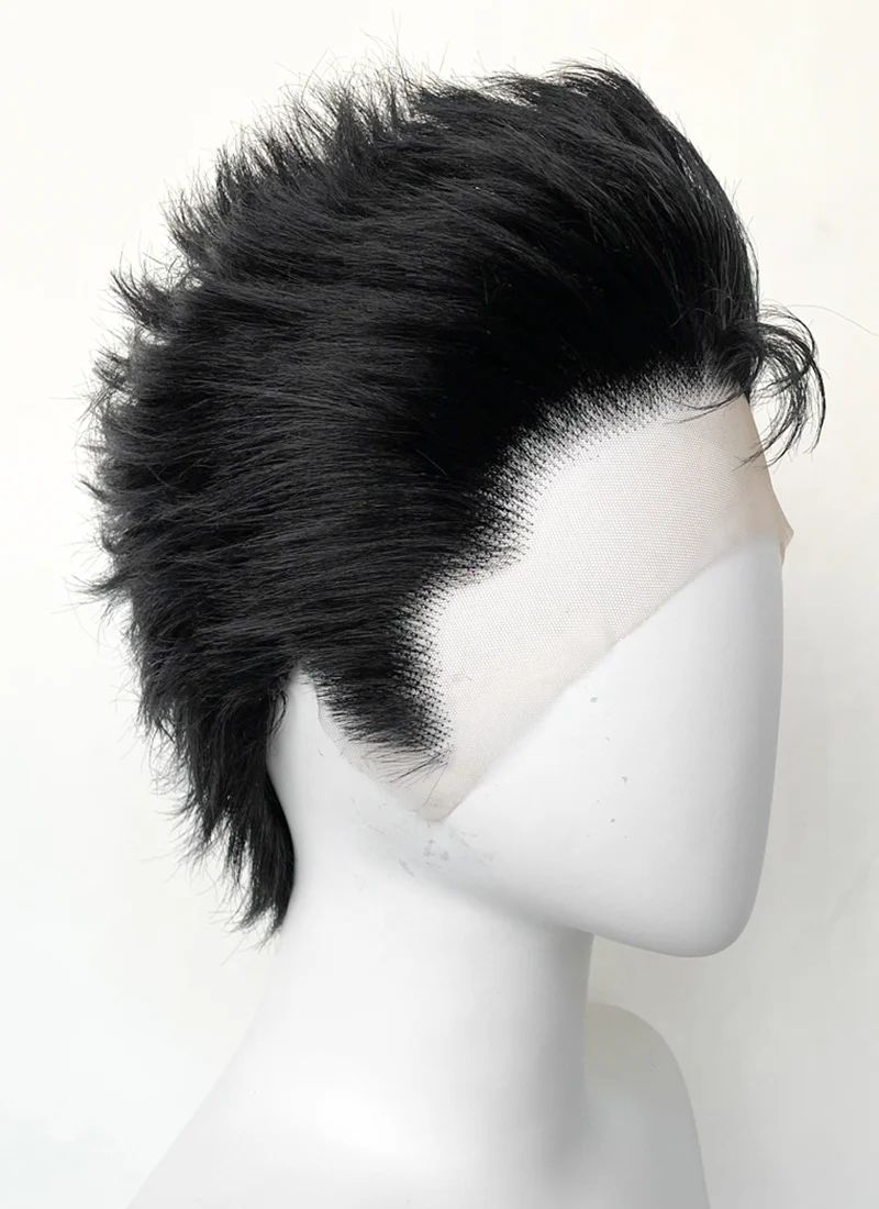Nana Ren Honjo Wavy Black Lace Front Synthetic Men's Wig LF6075