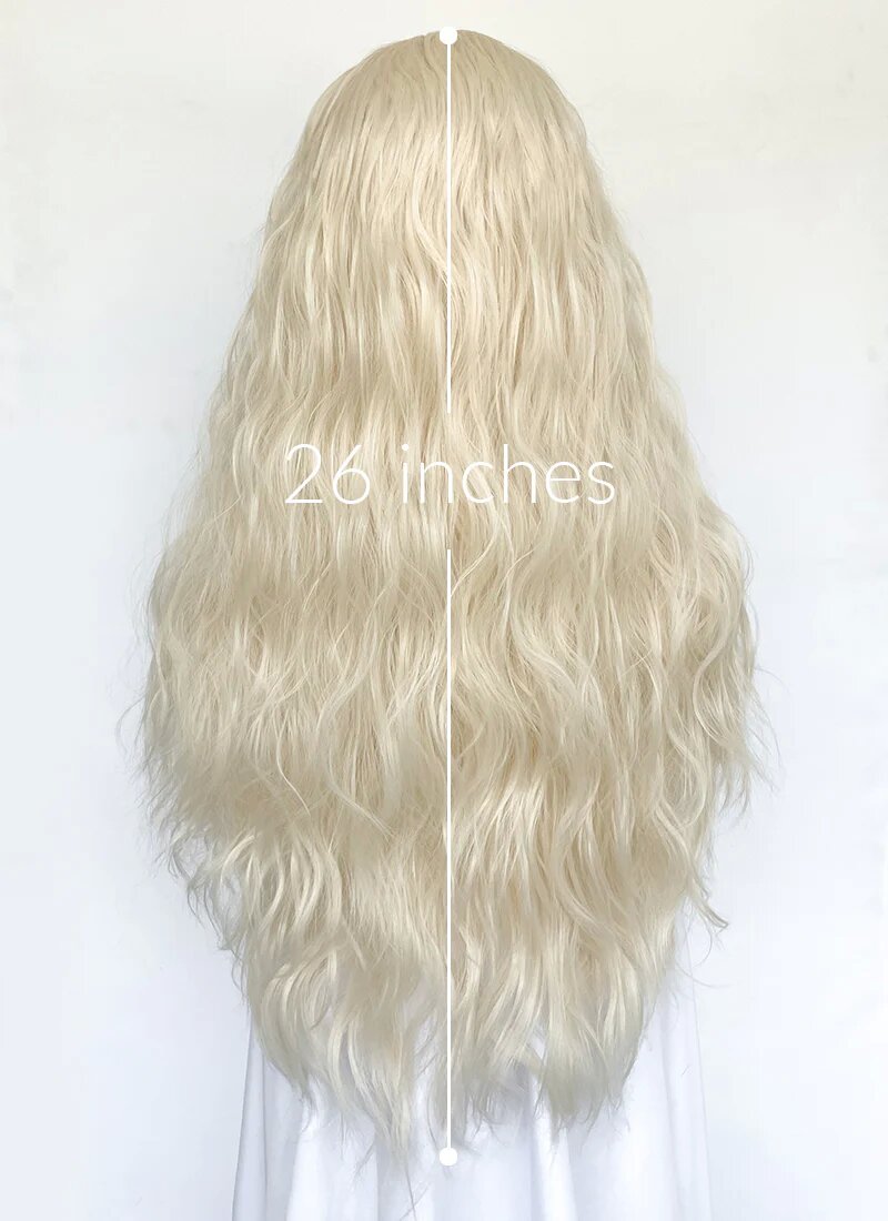 House of the Dragon Queen Rhaenyra Targaryen Wavy Platinum Blonde Lace Front Synthetic Wig LFK5560