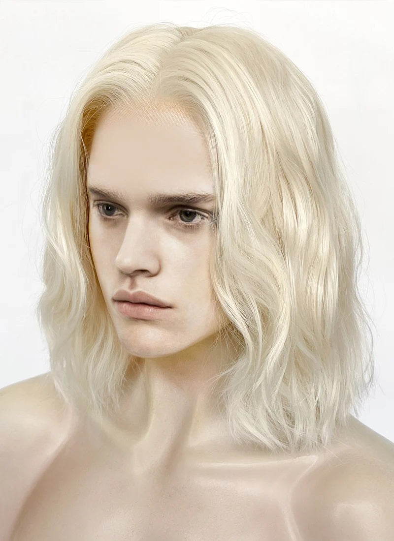 House of the Dragon King Aegon ll Targaryen Wavy Platinum Blonde Lace Front Synthetic Men's Wig LFK5561