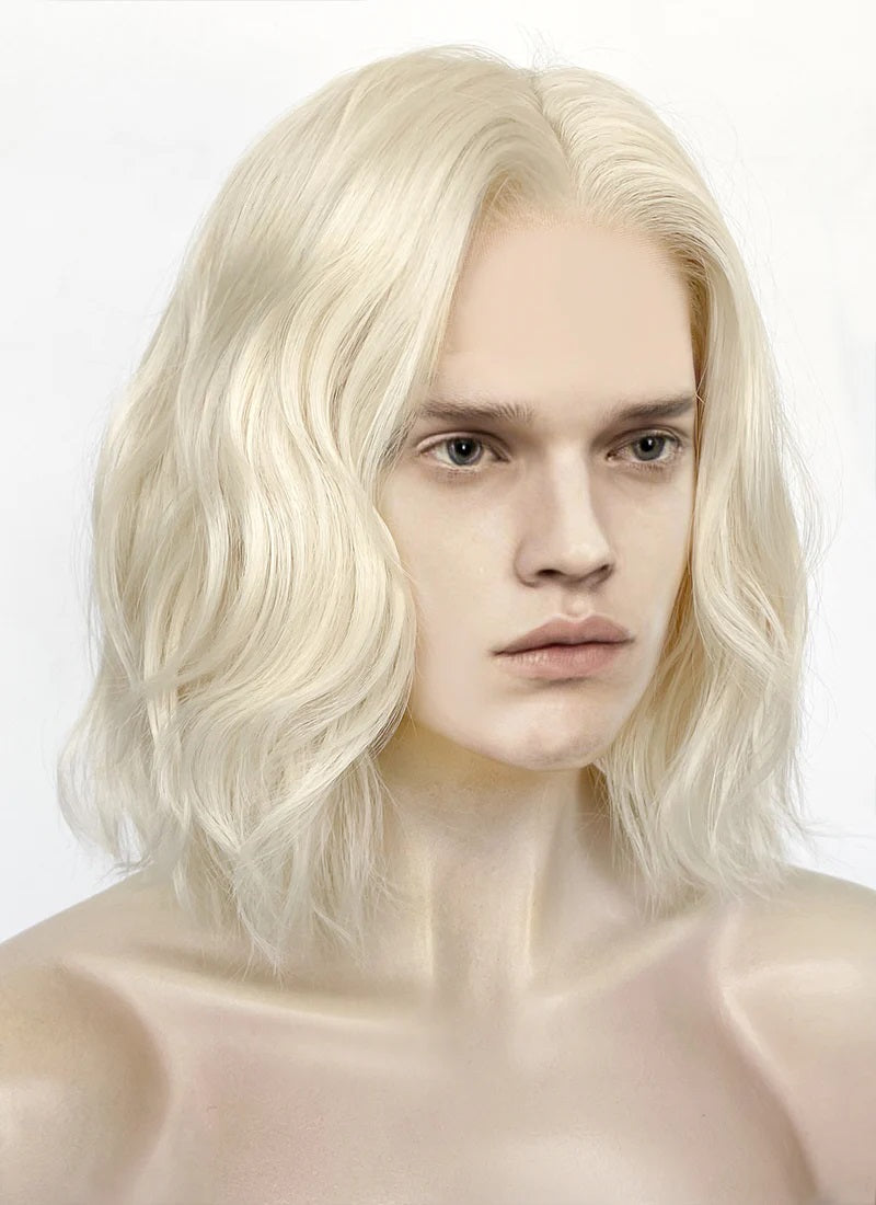 House of the Dragon King Aegon ll Targaryen Wavy Platinum Blonde Lace Front Synthetic Men's Wig LFK5561