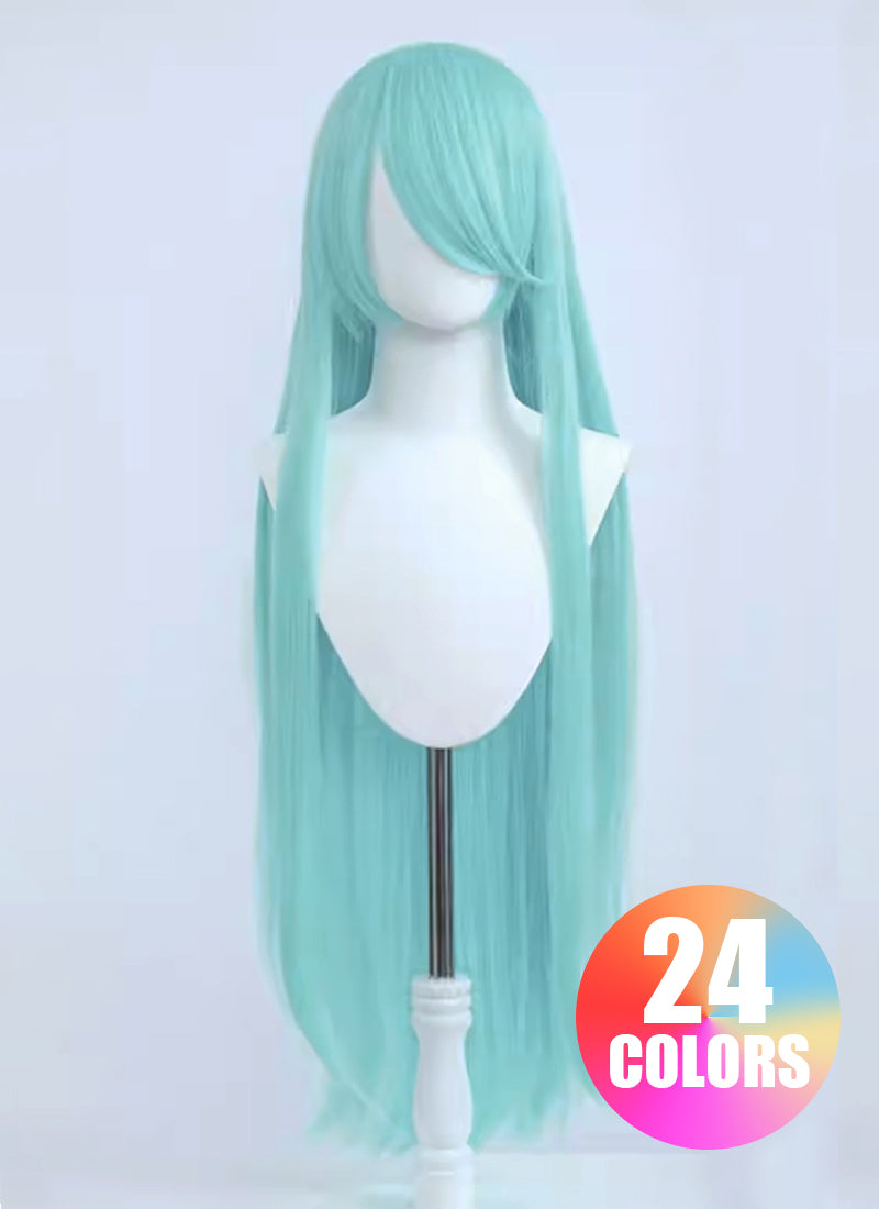 Long Straight Pastel Coral Blue Cosplay Wig LW007