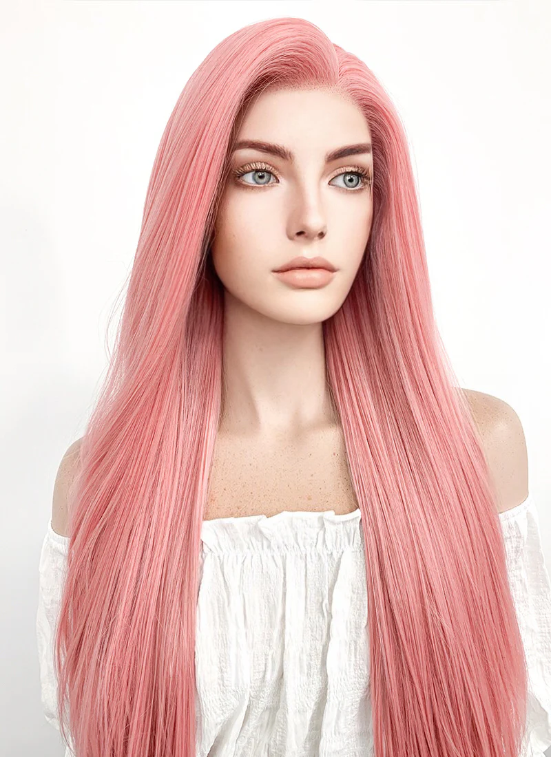 My Little Pony Fluttershy Long Straight Pastel Pink Lace Front Synthetic Wig LW238B