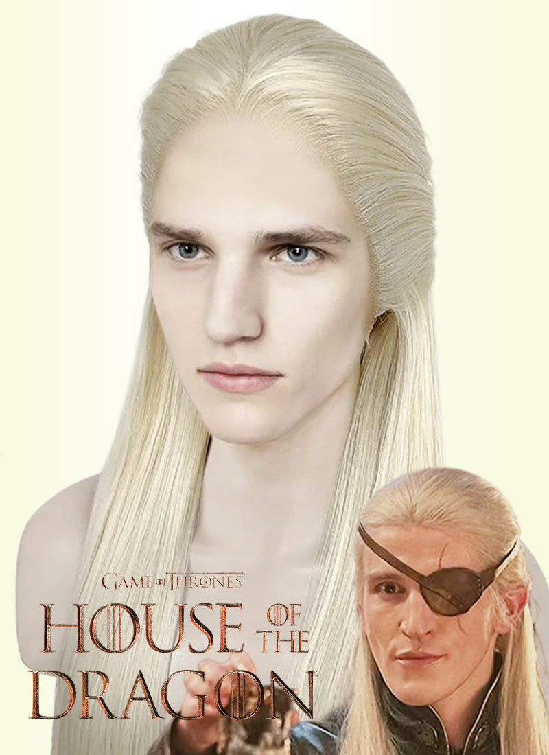 House of the Dragon Aemond Targaryen Straight Platinum Blonde Lace Front Synthetic Men's Wig LW4042