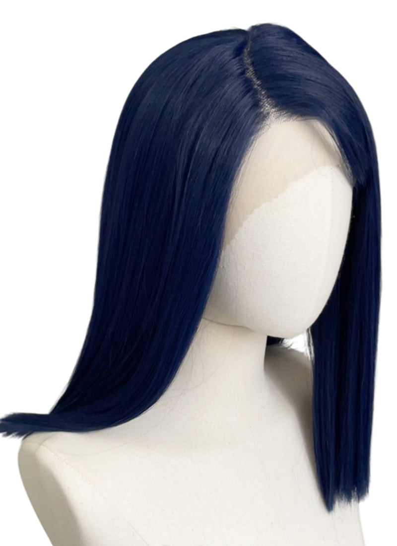League of Legends LOL Arcane Caitlyn Kiramman Dark Blue Straight Lace Front Synthetic Wig LW4046