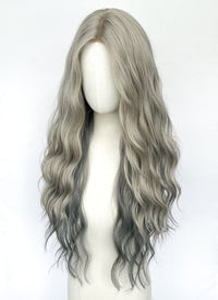 Long Wavy Mixed Grey Synthetic Wig NL074