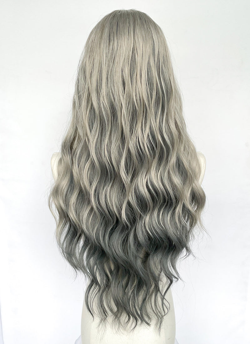 Long Wavy Mixed Grey Synthetic Wig NL074