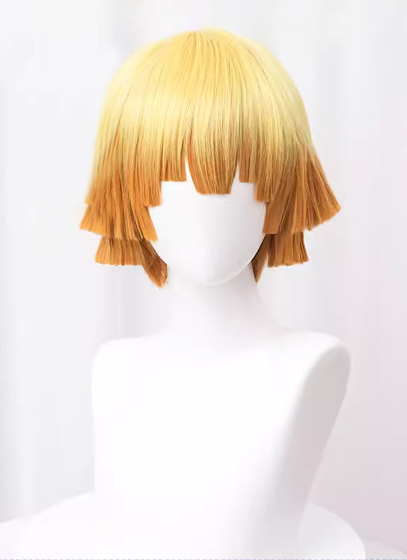 Demon Slayer: Kimetsu no Yaiba Agatsuma Zenitsu Short Yellow Orange Ombre Cosplay Wig TB1674