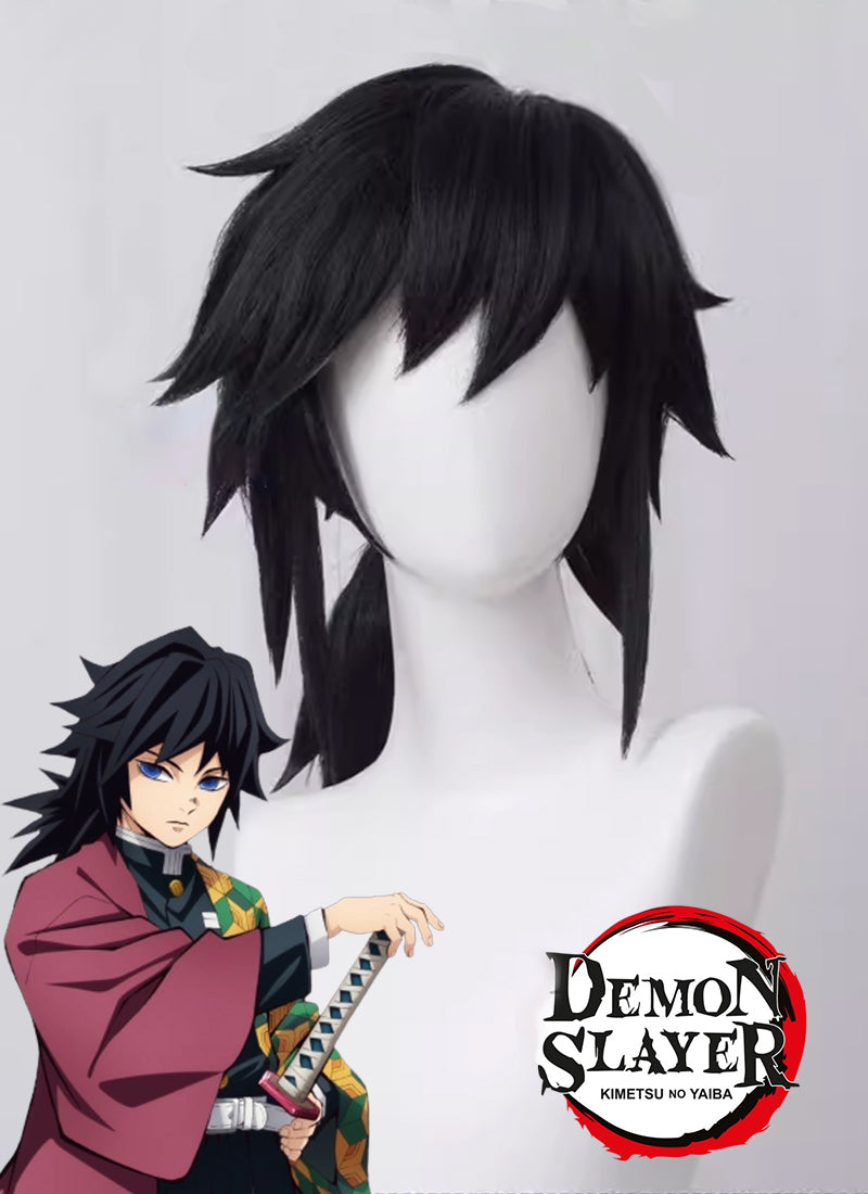 Demon Slayer: Kimetsu no Yaiba Tomioka Giyuu Medium Black Cosplay Wig TB1676