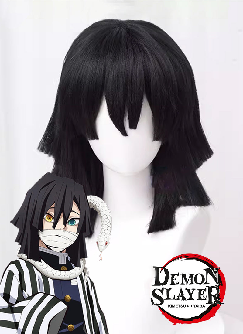 Demon Slayer: Kimetsu no Yaiba Iguro Obanai Medium Black Cosplay Wig TB1677