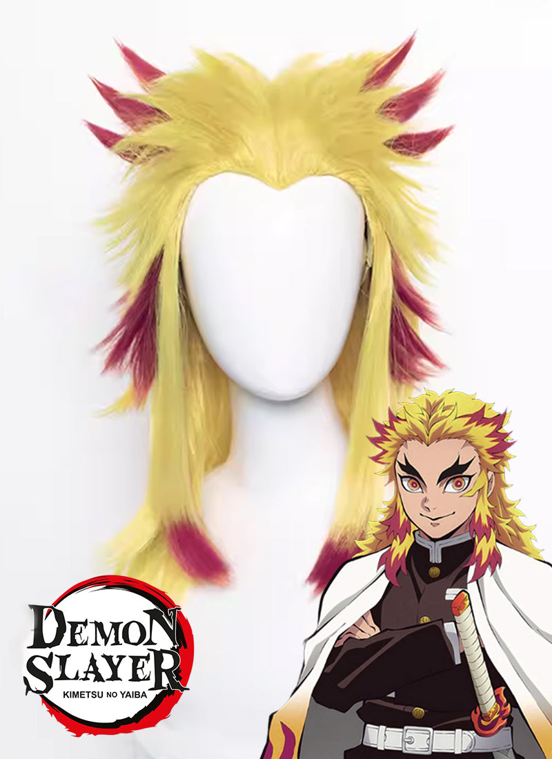 Demon Slayer: Kimetsu no Yaiba Rengoku Kyoujurou Yellow With Red Cosplay Wig TB1680