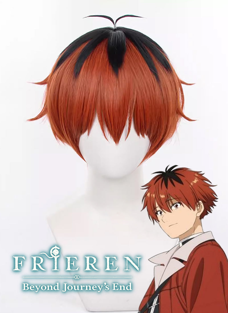 Frieren: Beyond Journey's End Stark Short Orange Red With Dark Roots Cosplay Wig TB1695