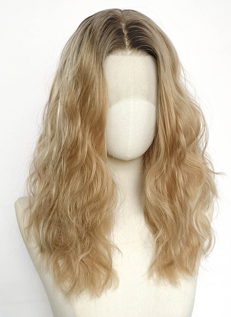 Supergirl Mixed Blonde With Dark Roots Wavy Lace Front Synthetic Wig LF8146