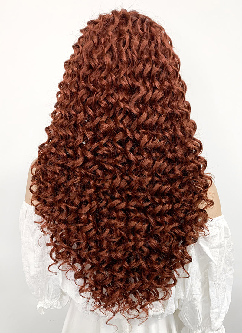 Long Curly Auburn Lace Front Synthetic Hair Wig LF1308