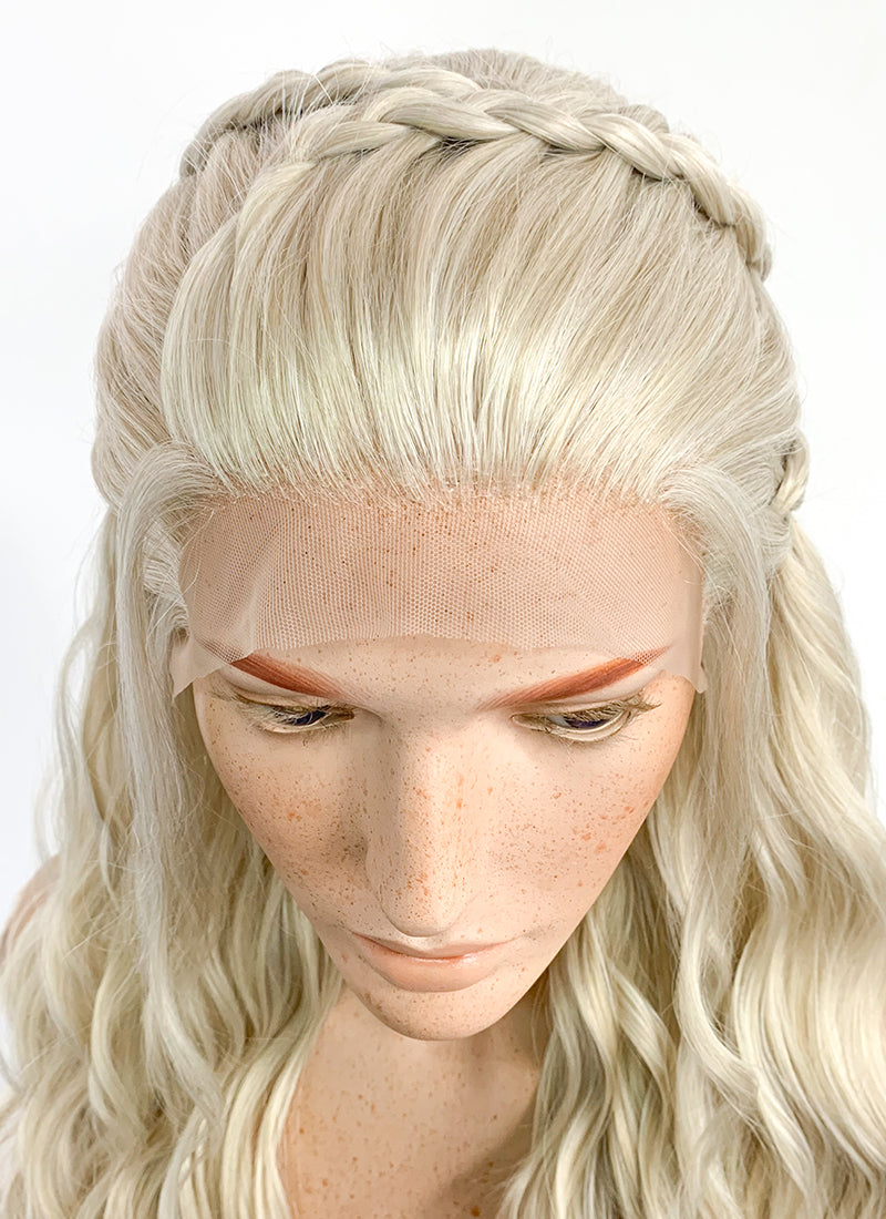 Game of Thrones Daenerys Targaryen Long Light Ash Blonde Braided Lace Front Synthetic Wig LF2021