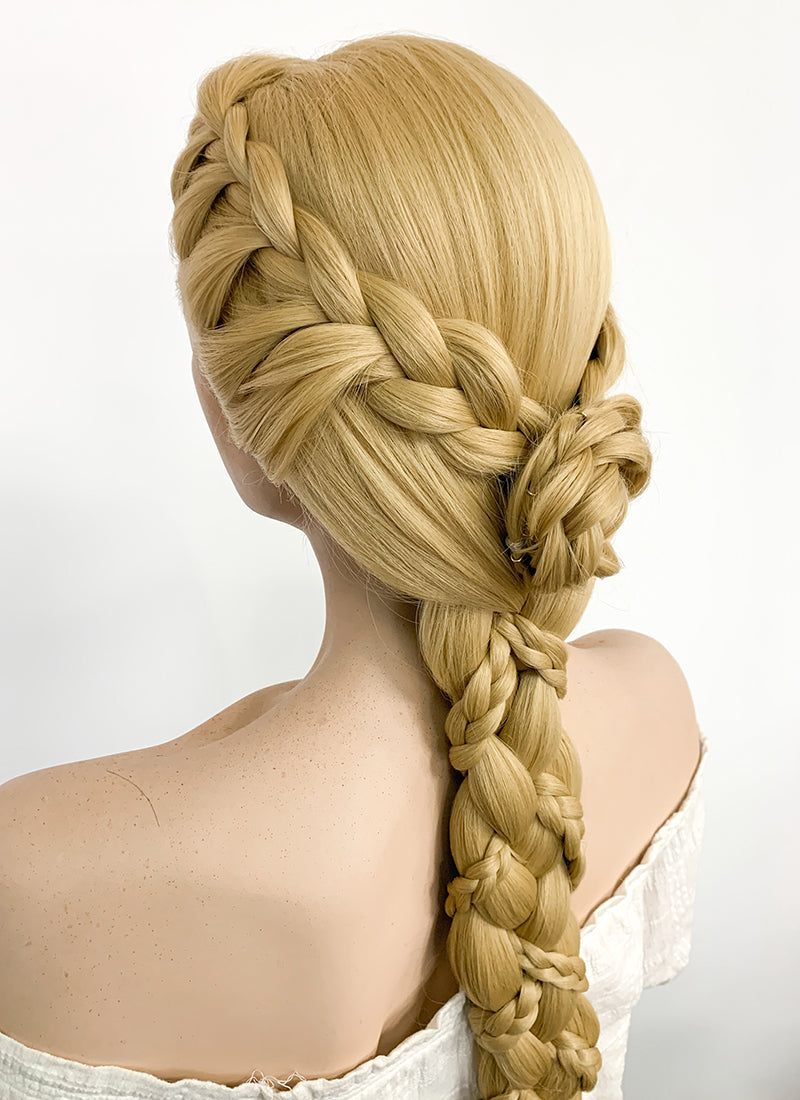 Disney Princess Tangled Rapunzel Yaki Blonde Braided Lace Front Synthetic Wig LF2086