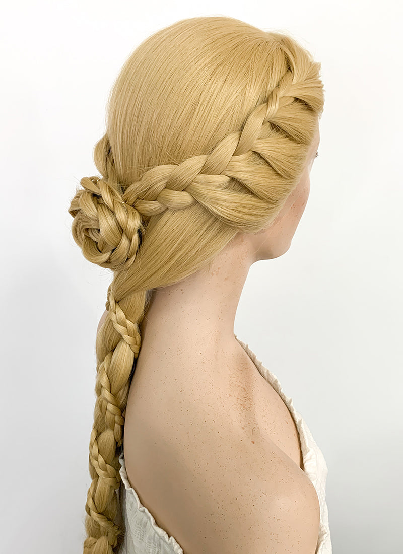 Disney Princess Tangled Rapunzel Yaki Blonde Braided Lace Front Synthetic Wig LF2086