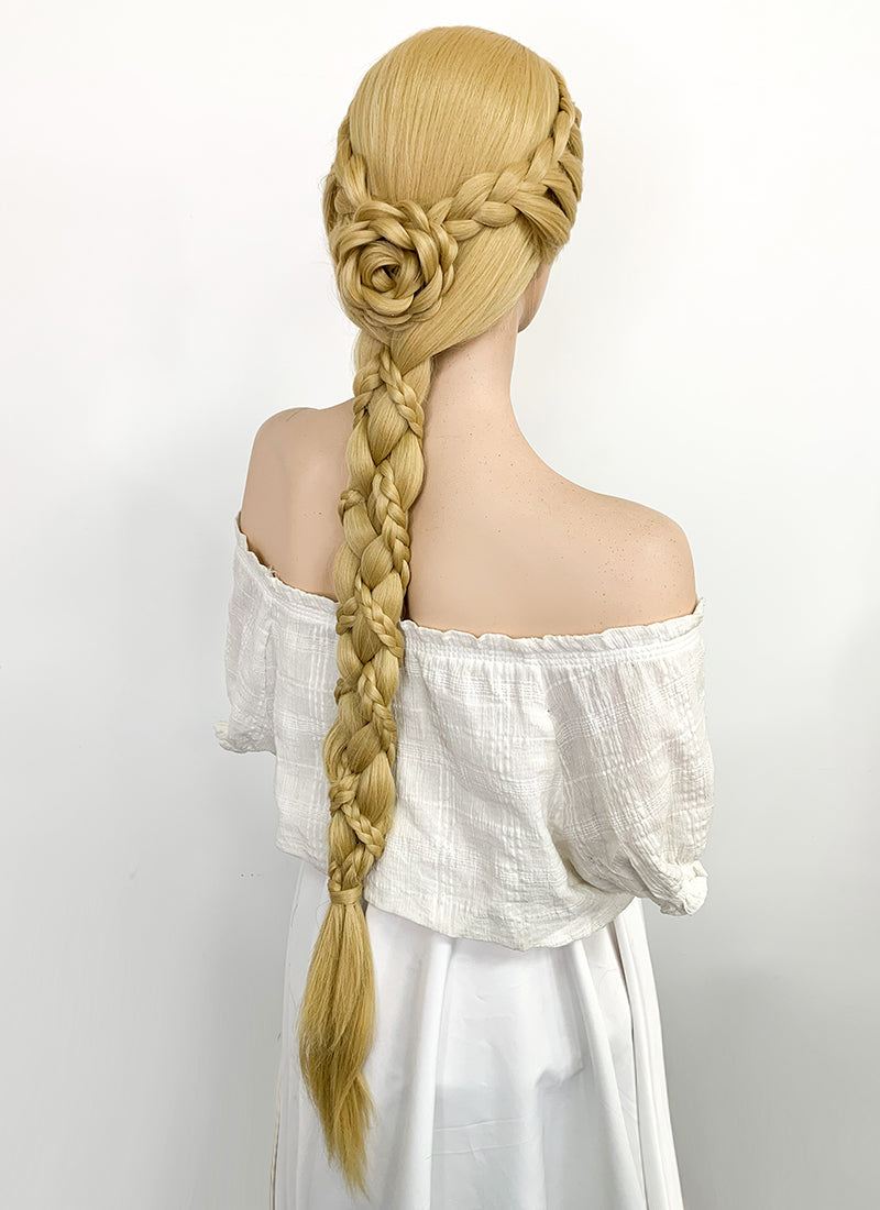 Disney Princess Tangled Rapunzel Yaki Blonde Braided Lace Front Synthetic Wig LF2086