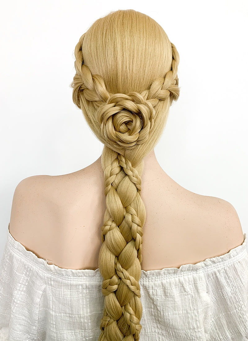 Disney Princess Tangled Rapunzel Yaki Blonde Braided Lace Front Synthetic Wig LF2086