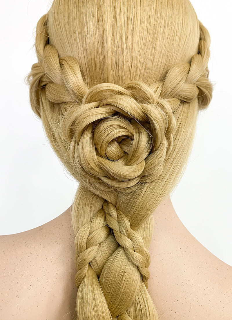 Disney Princess Tangled Rapunzel Yaki Blonde Braided Lace Front Synthetic Wig LF2086