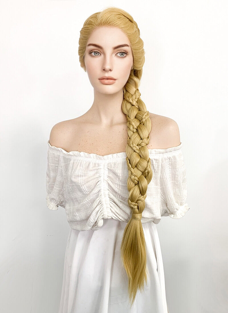 Disney Princess Tangled Rapunzel Yaki Blonde Braided Lace Front Synthetic Wig LF2086