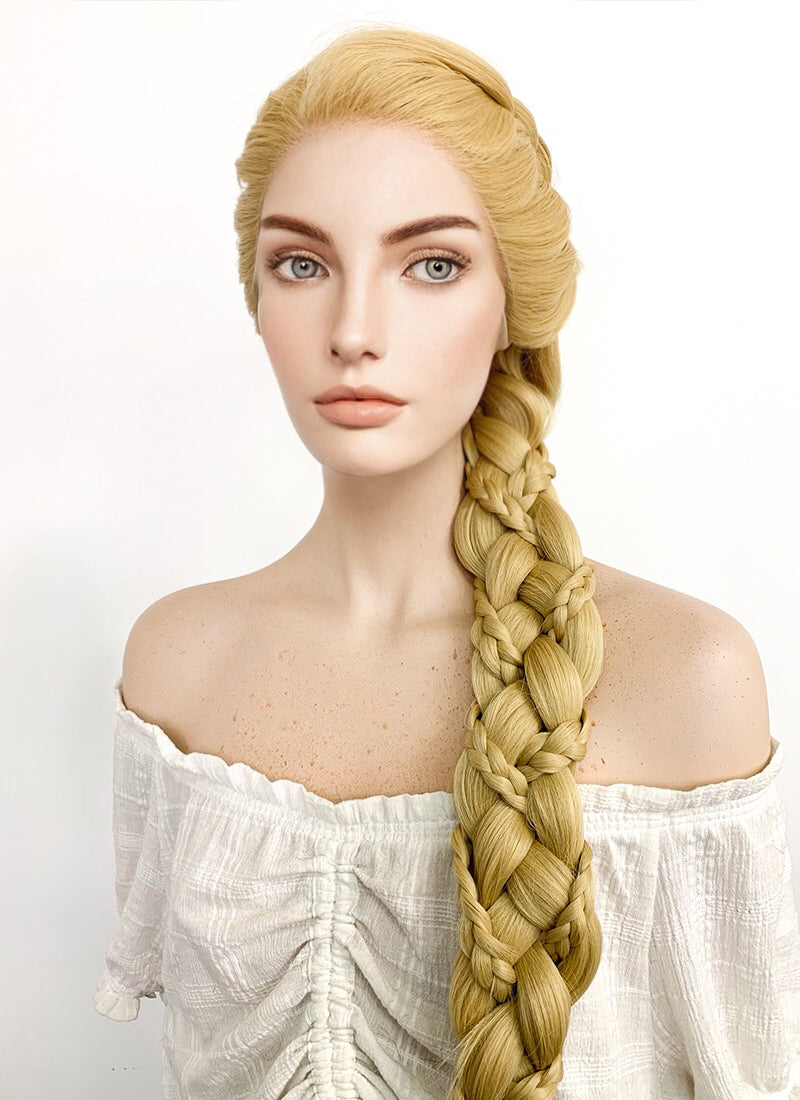 Disney Princess Tangled Rapunzel Yaki Blonde Braided Lace Front Synthetic Wig LF2086