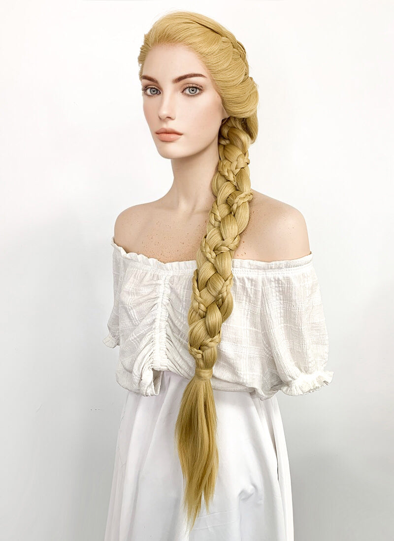 Disney Princess Tangled Rapunzel Yaki Blonde Braided Lace Front Synthetic Wig LF2086