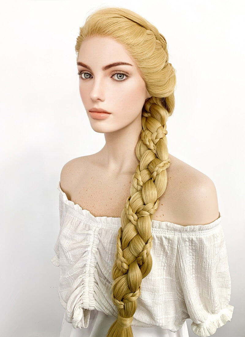 Disney Princess Tangled Rapunzel Yaki Blonde Braided Lace Front Synthetic Wig LF2086