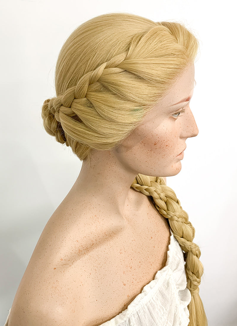 Disney Princess Tangled Rapunzel Yaki Blonde Braided Lace Front Synthetic Wig LF2086