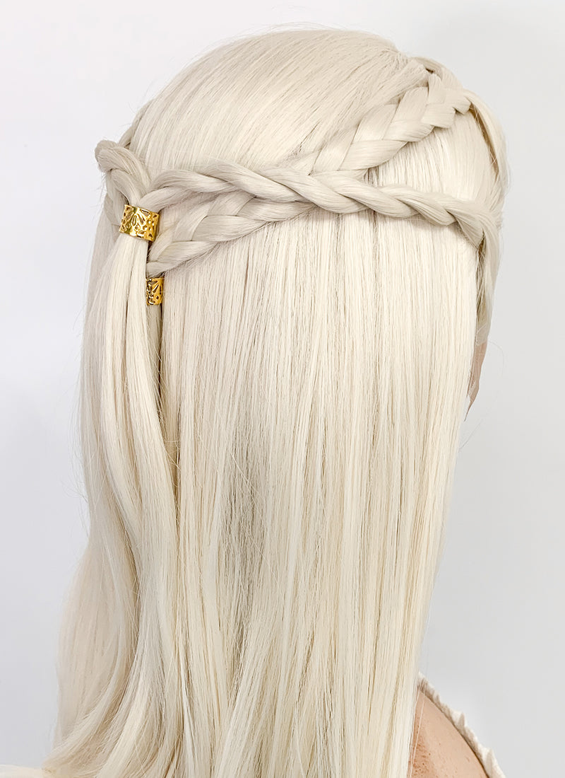 House of the Dragon Rhaenyra Targaryen Platinum Blonde Braided Lace Front Synthetic Wig LF2119