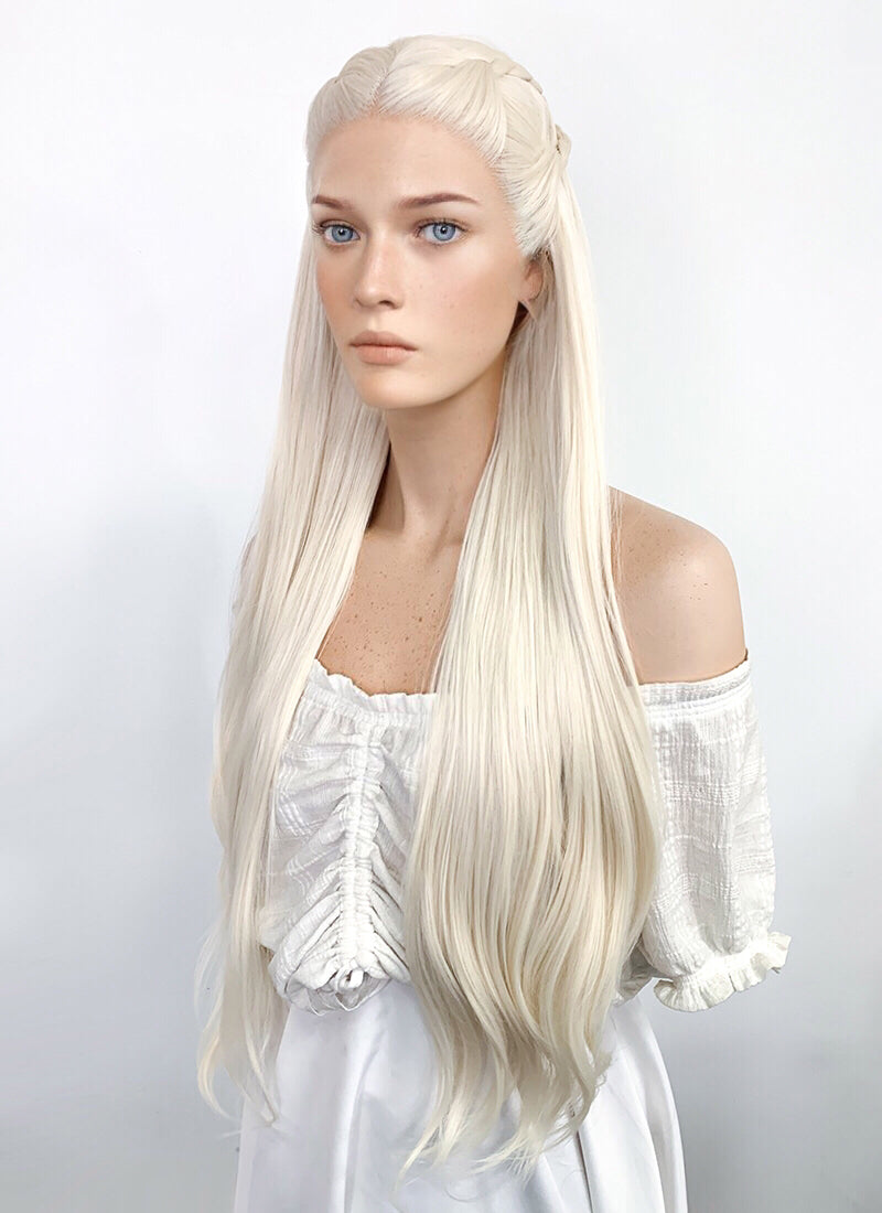 House of the Dragon Rhaenyra Targaryen Platinum Blonde Braided Lace Front Synthetic Wig LF2119