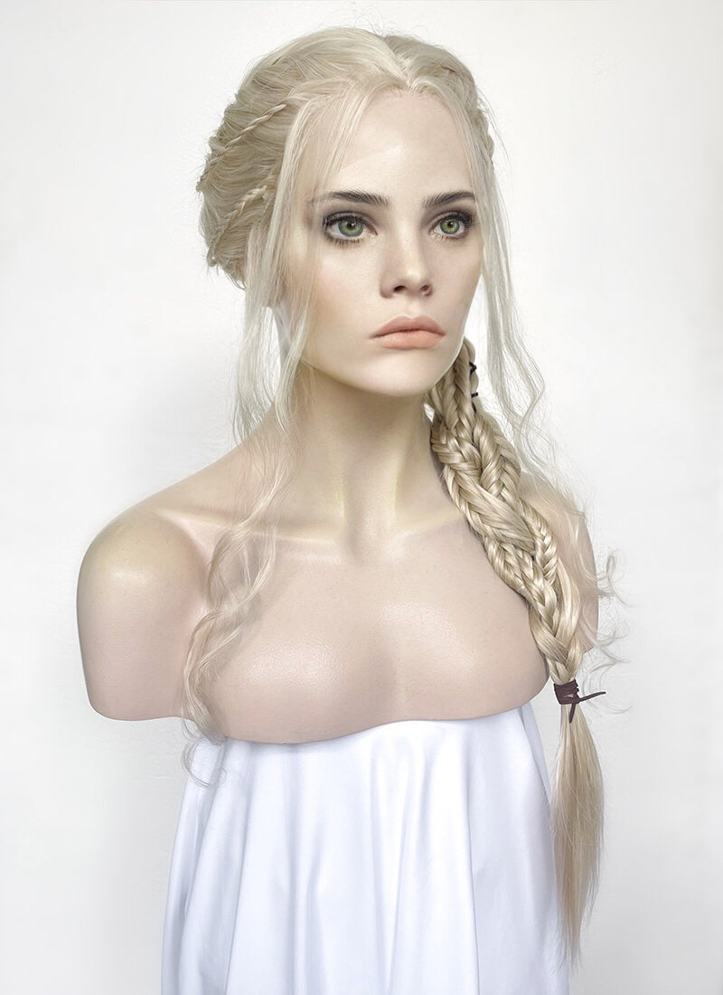 The Witcher 3 Ciri Pastel Ash Blonde Braided Lace Front Synthetic Hair Wig LF2134