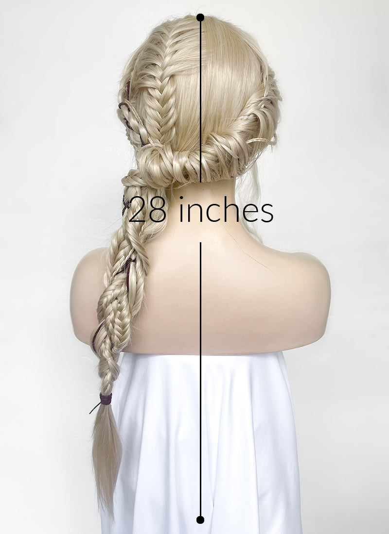 The Witcher 3 Ciri Pastel Ash Blonde Braided Lace Front Synthetic Hair Wig LF2134