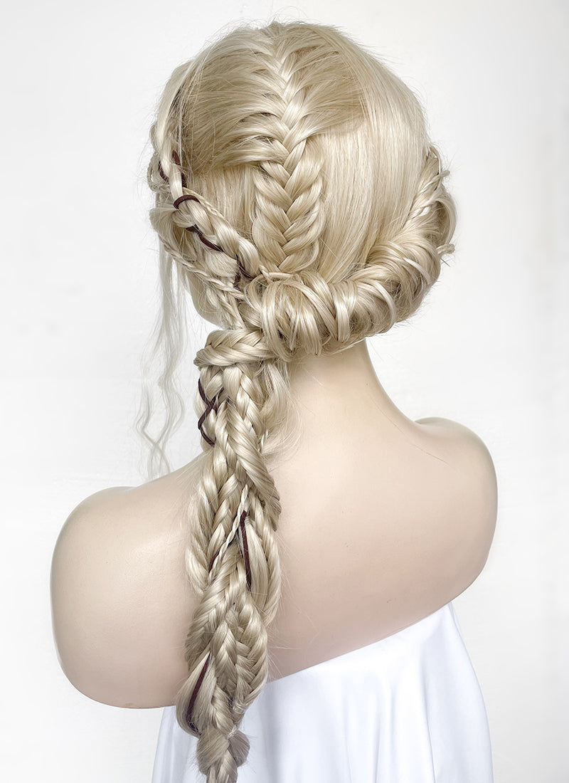 The Witcher 3 Ciri Pastel Ash Blonde Braided Lace Front Synthetic Hair Wig LF2134