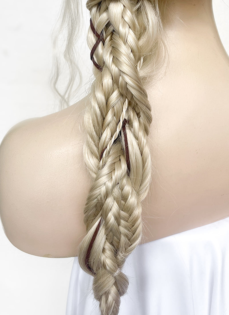 The Witcher 3 Ciri Pastel Ash Blonde Braided Lace Front Synthetic Hair Wig LF2134