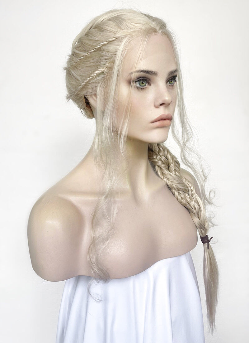 The Witcher 3 Ciri Pastel Ash Blonde Braided Lace Front Synthetic Hair Wig LF2134