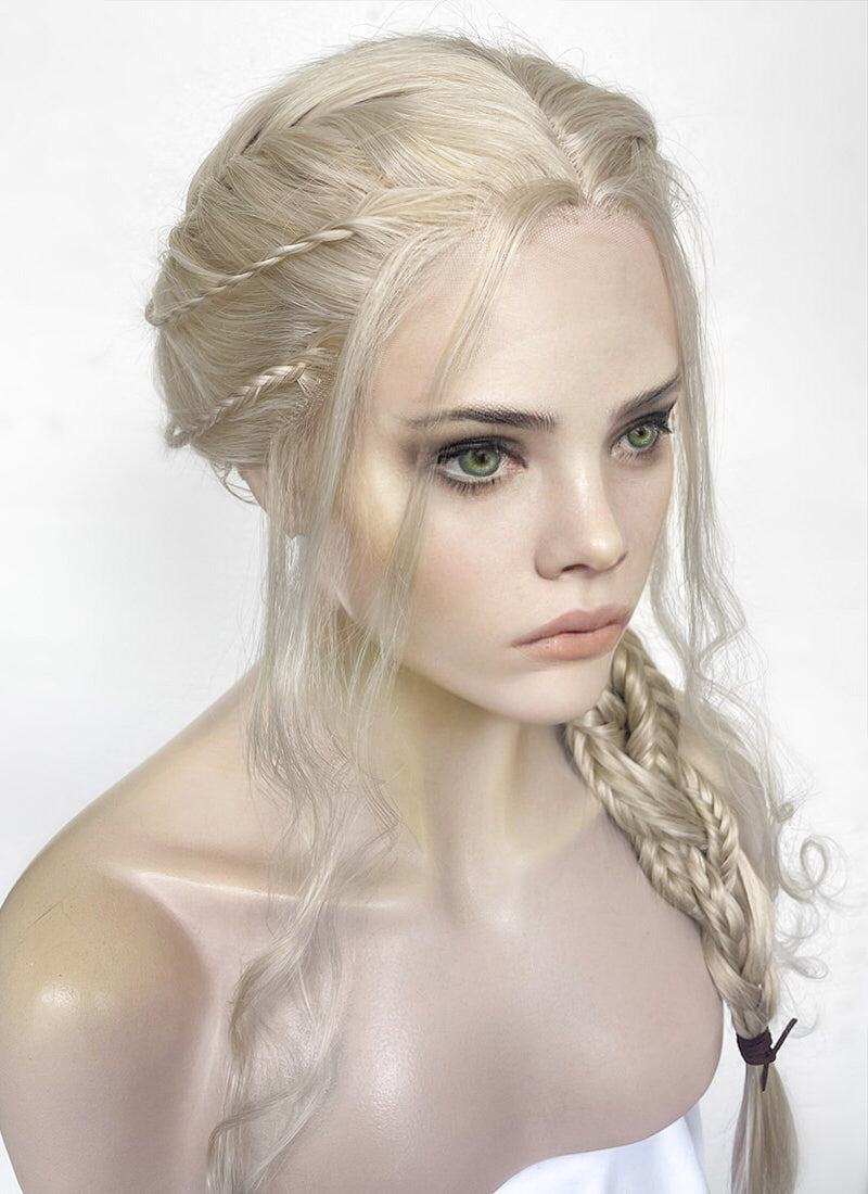 The Witcher 3 Ciri Pastel Ash Blonde Braided Lace Front Synthetic Hair Wig LF2134
