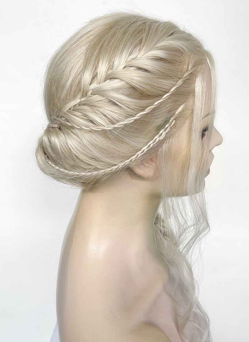 The Witcher 3 Ciri Pastel Ash Blonde Braided Lace Front Synthetic Hair Wig LF2134