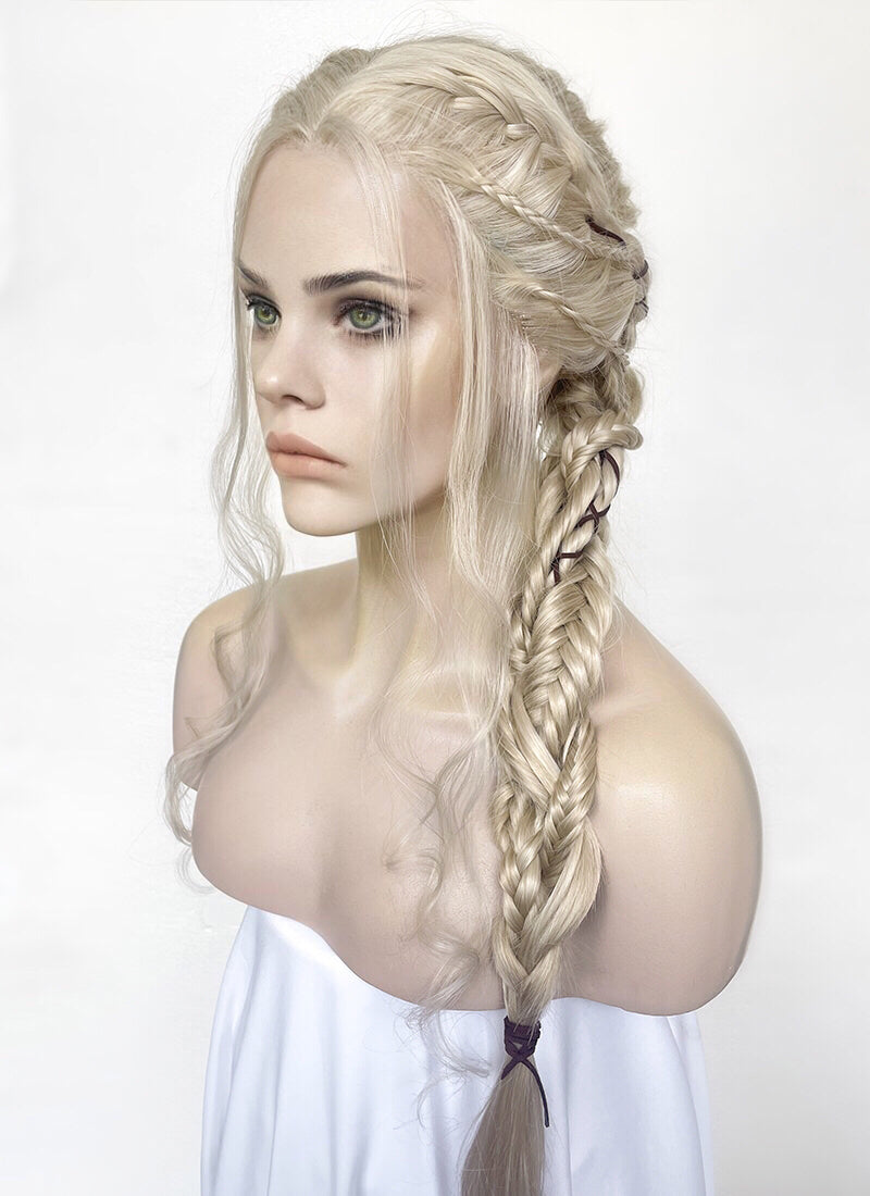 The Witcher 3 Ciri Pastel Ash Blonde Braided Lace Front Synthetic Hair Wig LF2134