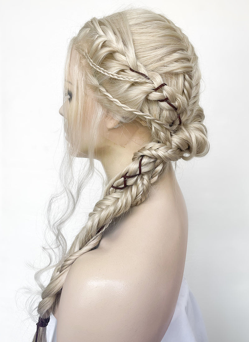 The Witcher 3 Ciri Pastel Ash Blonde Braided Lace Front Synthetic Hair Wig LF2134