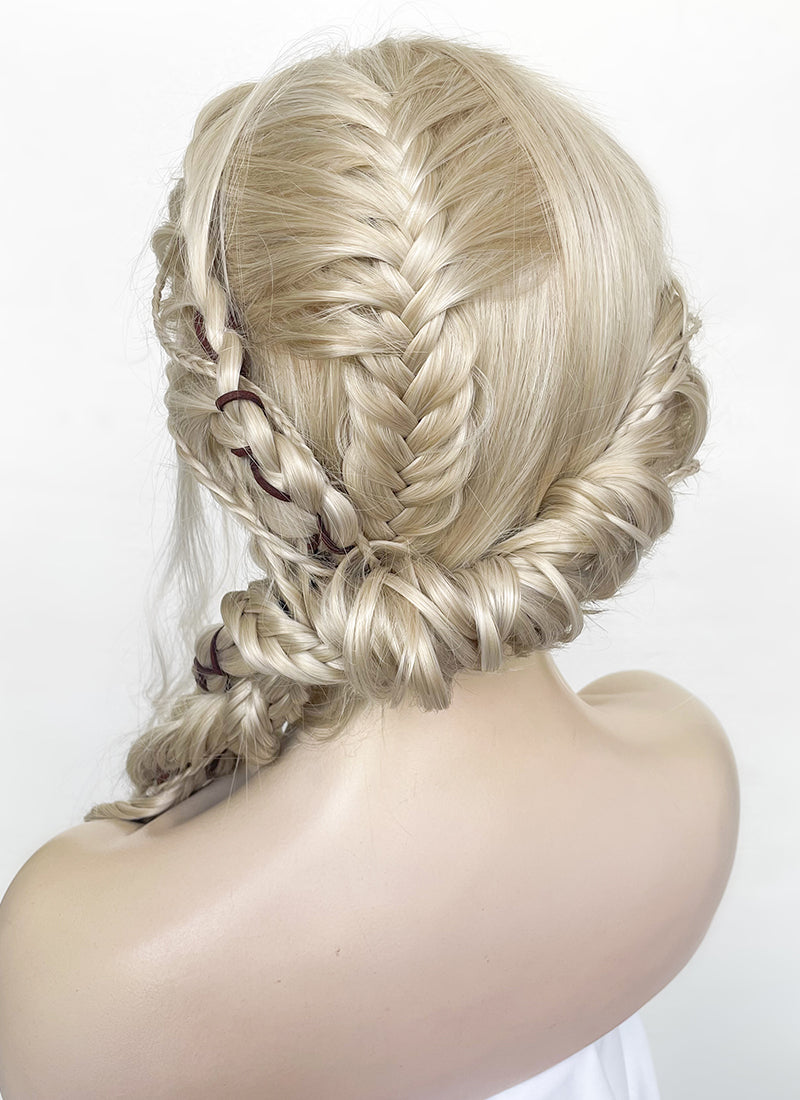 The Witcher 3 Ciri Pastel Ash Blonde Braided Lace Front Synthetic Hair Wig LF2134