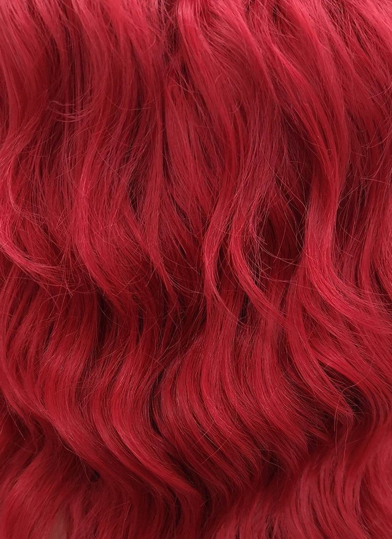 Medium Wavy Bob Red Lace Front Synthetic Hair Wig LF408 - CosplayBuzz
