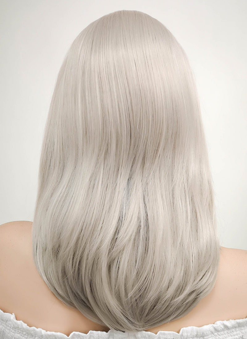 Medium Straight Bob Pastel Grey Blonde Lace Front Synthetic Hair Wig LF509 - CosplayBuzz