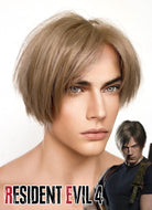 Resident Evil 4 Leon S. Kennedy Brunette Blonde Lace Front Kanekalon Synthetic Men's Wig LF6009