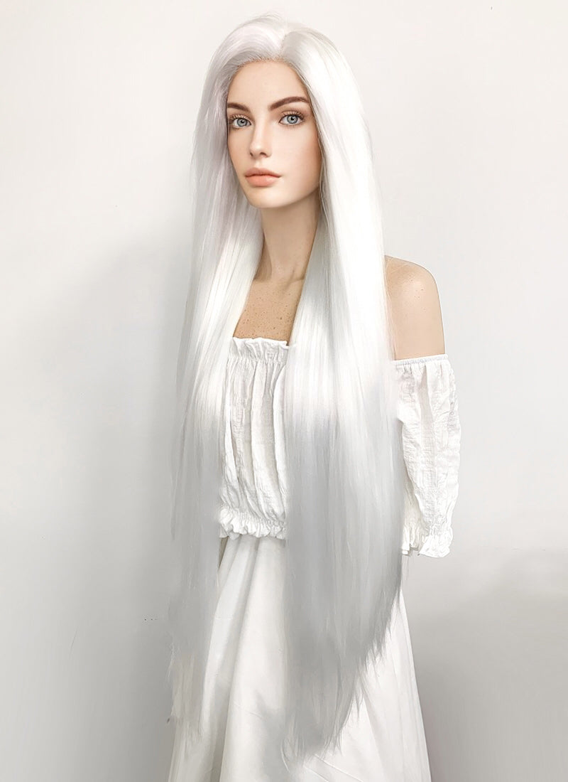 Long Straight Yaki White Lace Front Synthetic Hair Wig LF701B