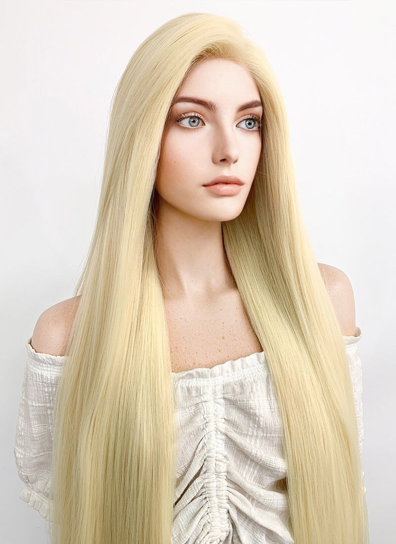 Long Straight Yaki Blonde Lace Front Synthetic Hair Wig LF701E