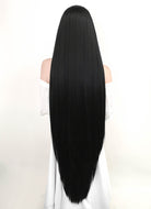 Long Straight Yaki Jet Black Lace Front Synthetic Hair Wig LF701R - CosplayBuzz