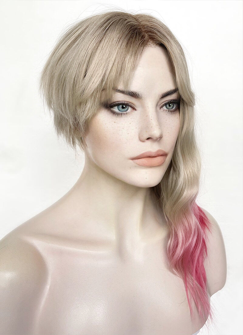 Spider-Man: Across the Spider-Verse Gwen Stacy Blonde Pink Ombre With Dark Roots Lace Front Synthetic Wig LFK5548